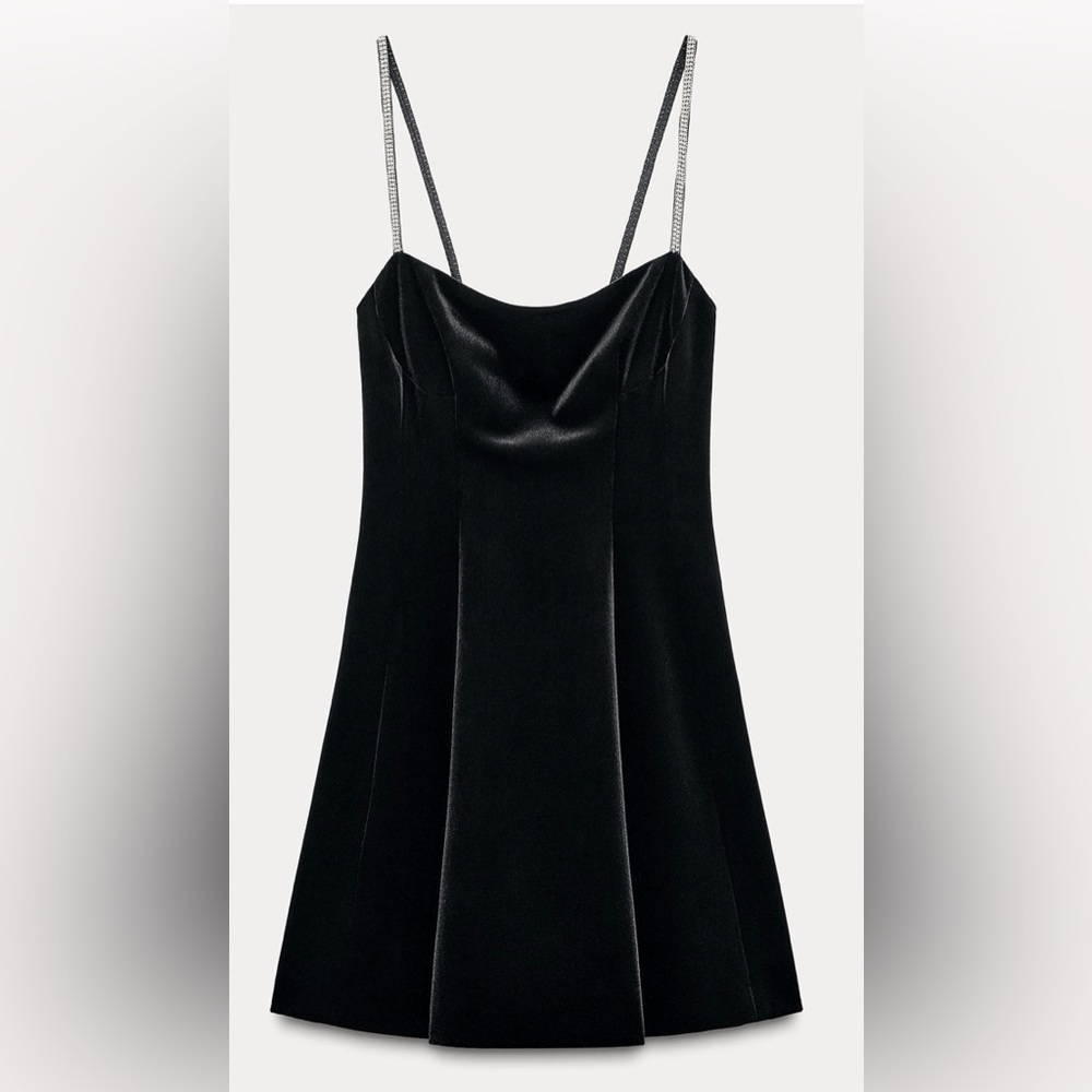 Zara Black Velvet Mini Dress